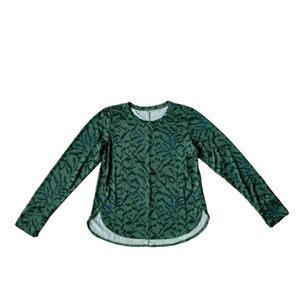 Zella Girls Myrtle Green Frankie Zebra Print Lightweight Long Sleeve Dolphin Tee